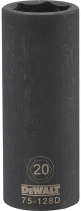 DeWALT DWMT75128OSP Deep Impact Socket, 20 mm Socket, 1/2 in Drive, 6-Point, Steel, Black Oxide